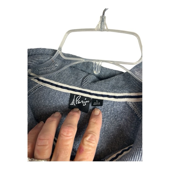 PARIS SWEATSHIRT HOODIE EMBROIDERED HEAVY SIZE LARGE AD32 - Picture 4 of 8